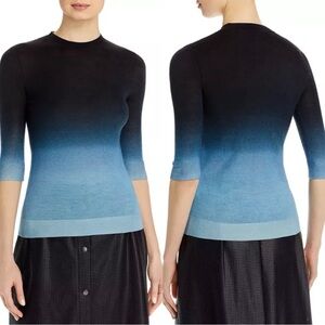 Boss Hugo Boss Top Feyah Ombré Virgin Wool Knit Crewneck Pullover Blue Sz XL